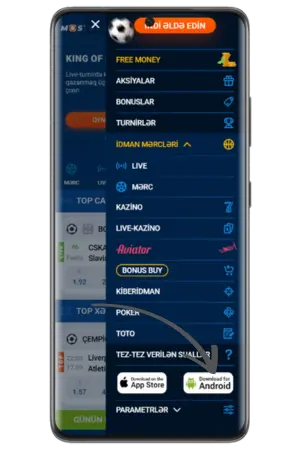 Android üçün Mostbet yüklə düyməsi